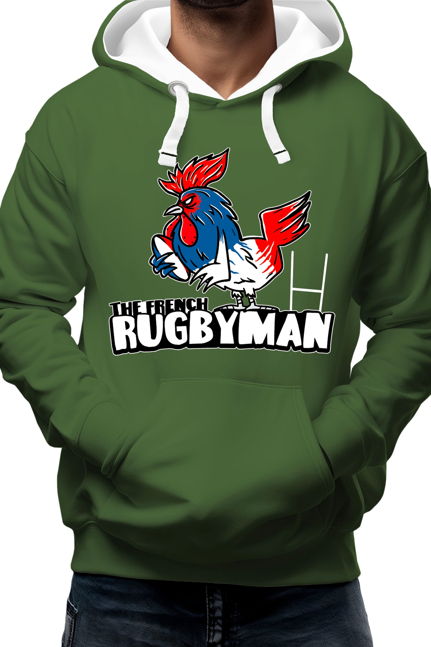 Sweat Adulte Coq bleu blanc rouge rugbyman
