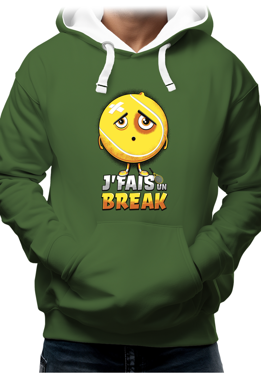 Sweat Adulte Balle de tennis, je fais un break