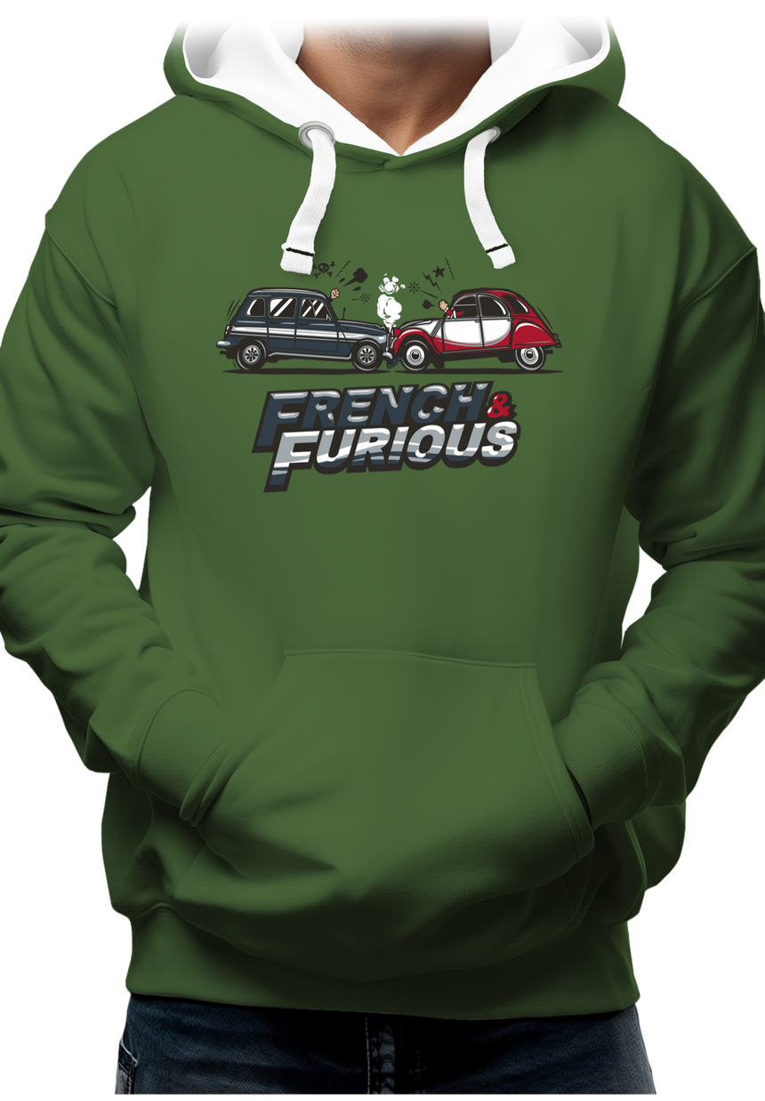 Sweat Adulte French & Furious voiture 4L contre 2CV