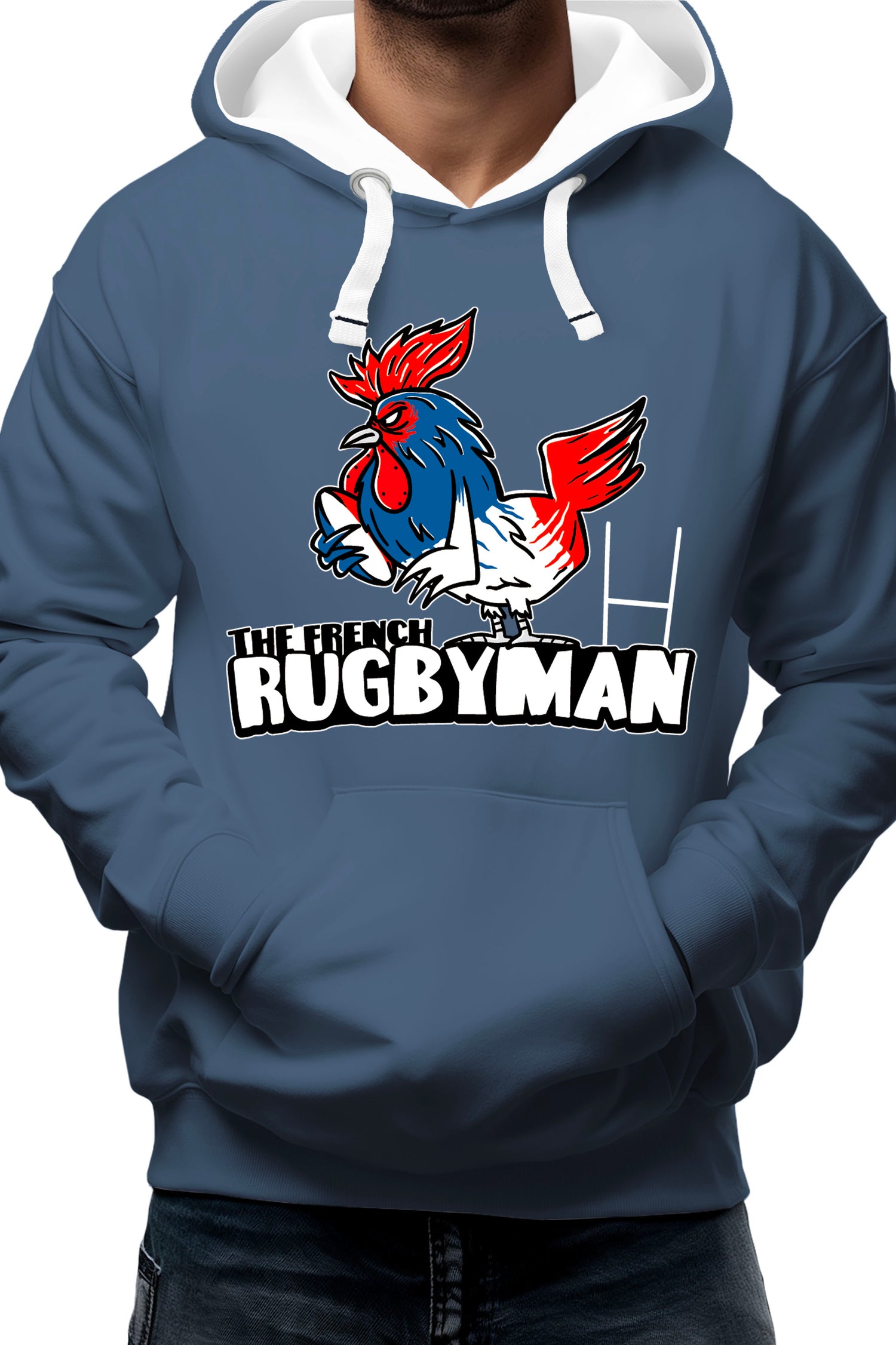Sweat Adulte Coq bleu blanc rouge rugbyman