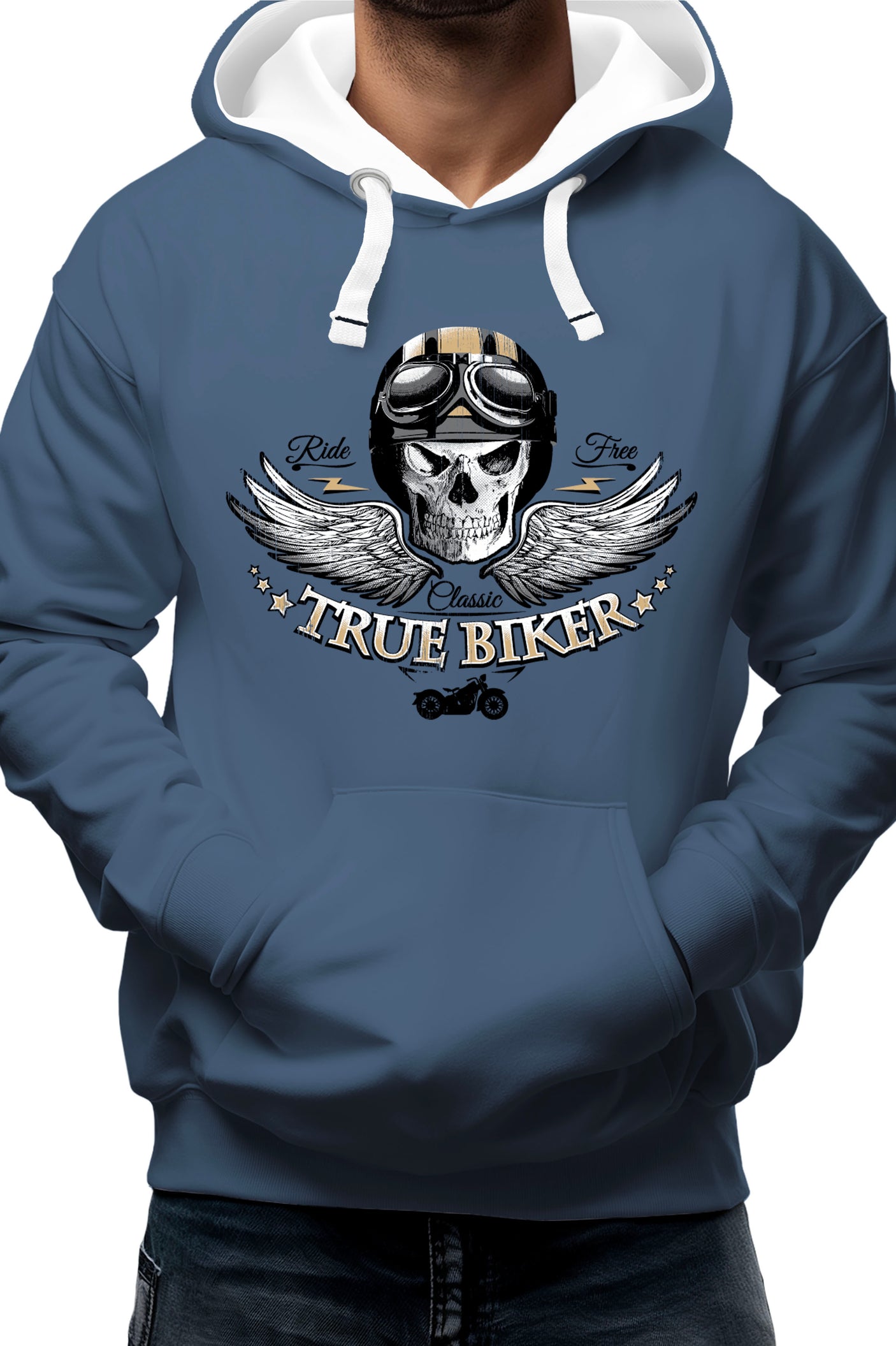 Sweat Adulte True biker tête de mort