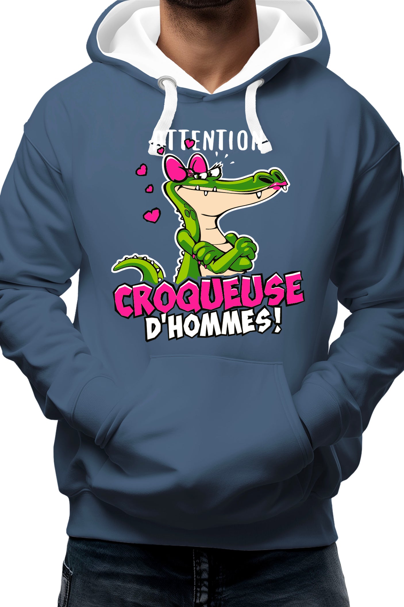 Sweat Adulte Crocodile attention croqueuse d'hommes
