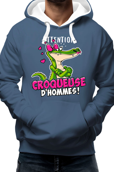 Sweat Adulte Crocodile attention croqueuse d'hommes