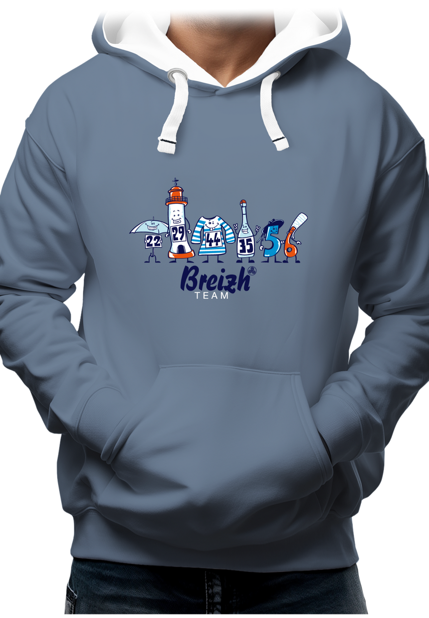 Sweat Adulte Breizh team, les départements de Bretagne