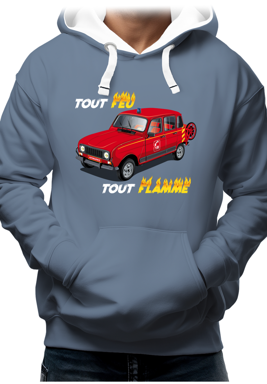 Sweat Adulte Voiture 4L pompier tout feu tout flamme