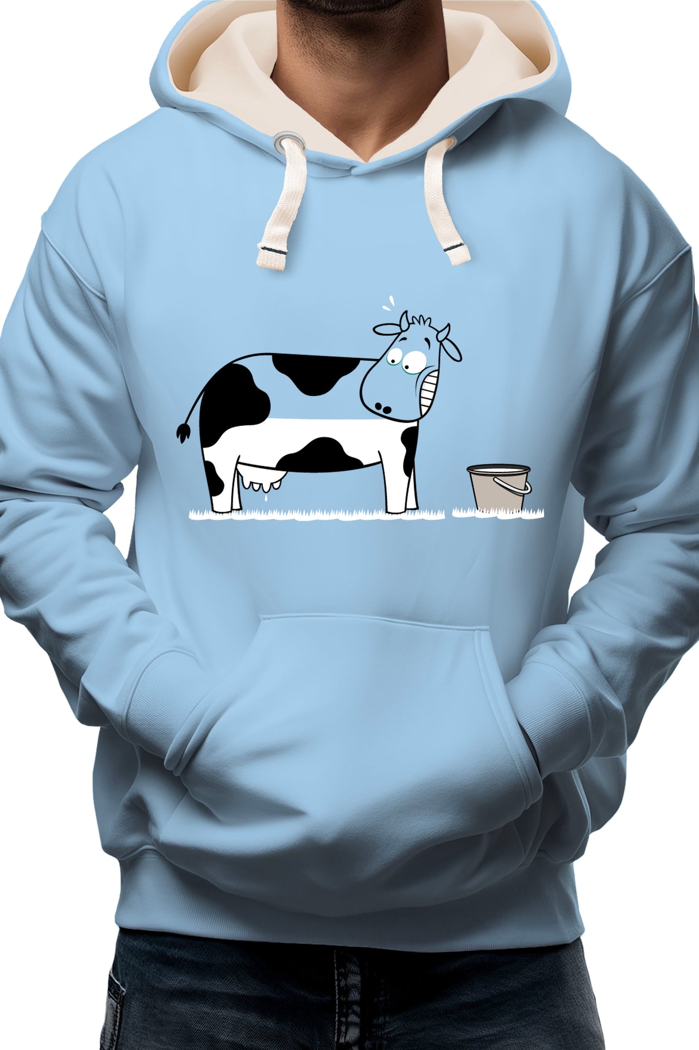 Sweat Adulte Vache a moitié pleine de lait