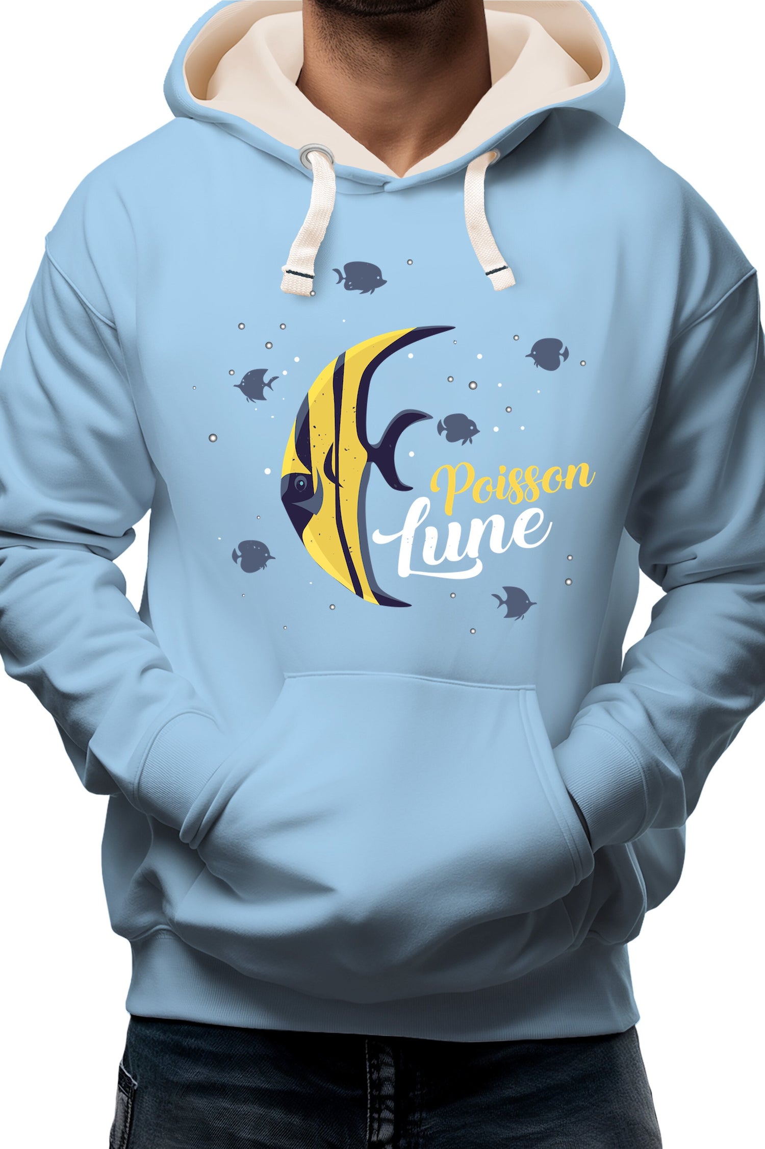 Sweat Adulte Poisson lune avec strass