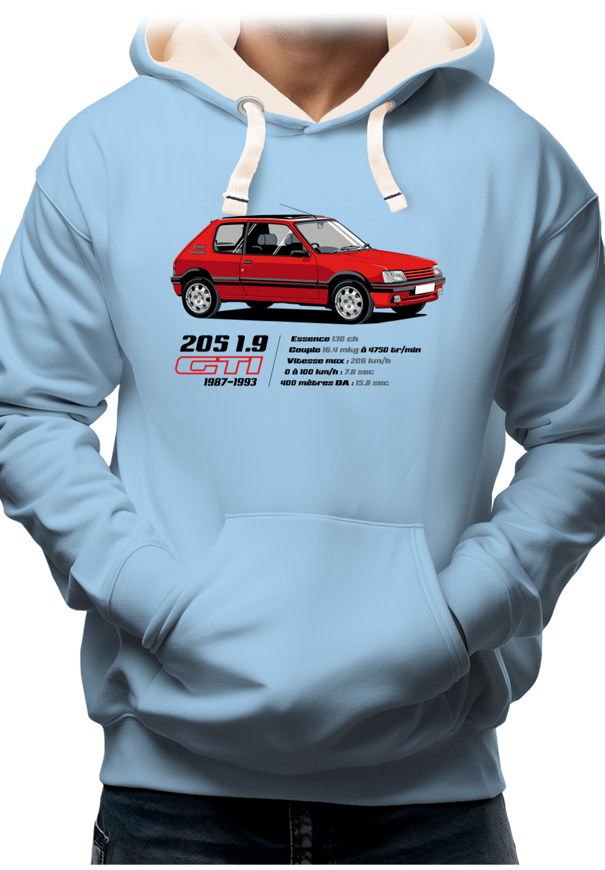 Sweat Adulte Voiture 205 1,9 GTI