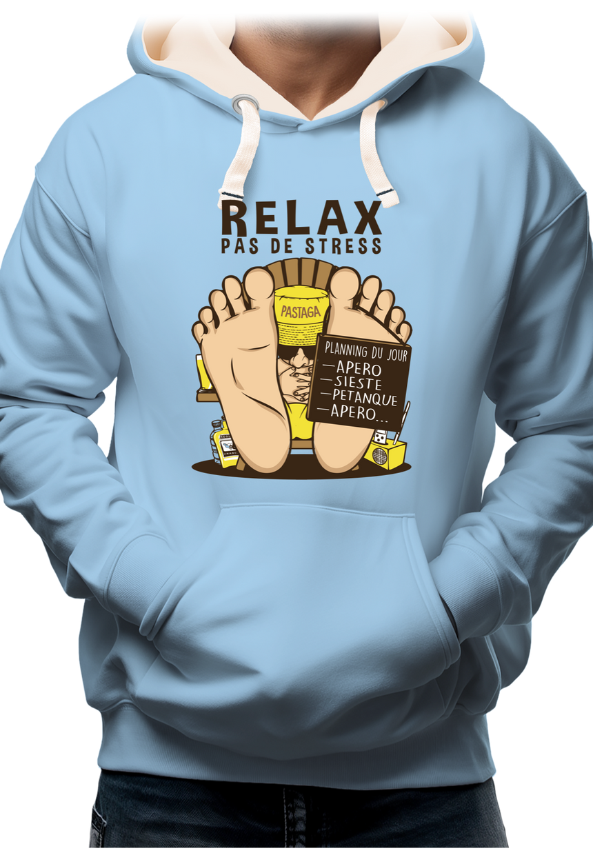 Sweat Adulte Relax pas de stress, Apéro et pétanque