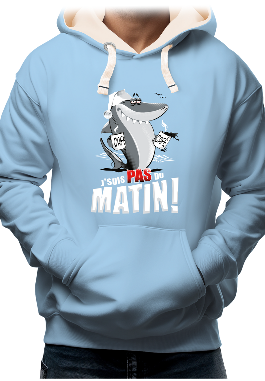 Sweat Adulte Requin je suis pas du matin