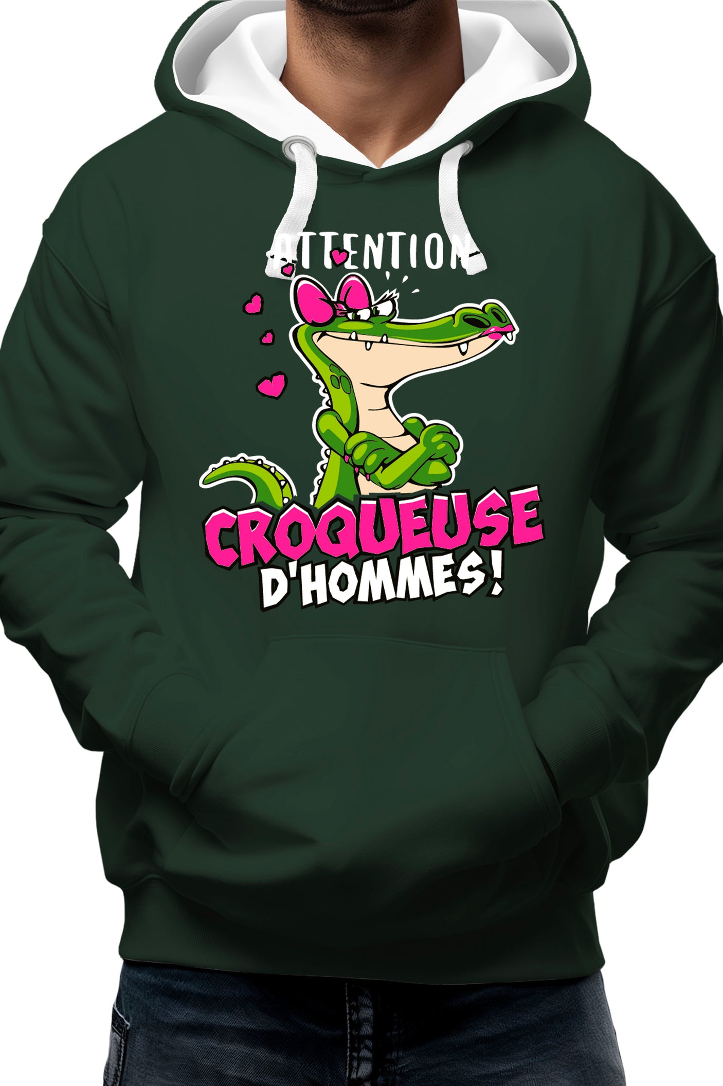 Sweat Adulte Crocodile attention croqueuse d'hommes