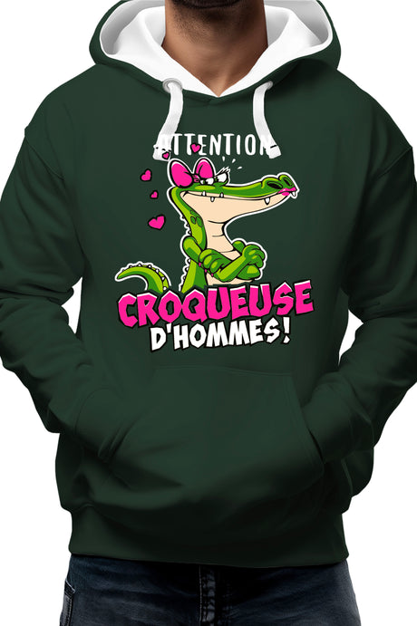 Sweat Adulte Crocodile attention croqueuse d'hommes