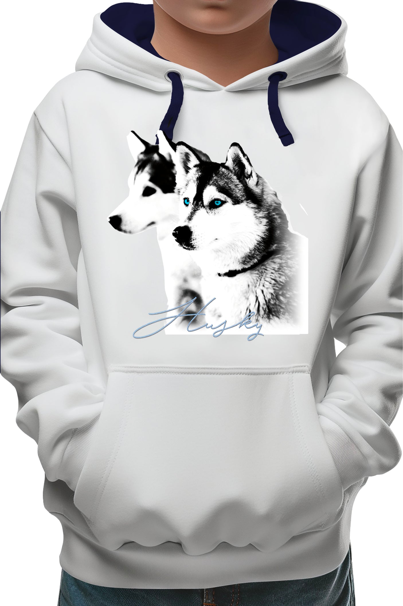 Sweat Enfant Husky avec strass bleu