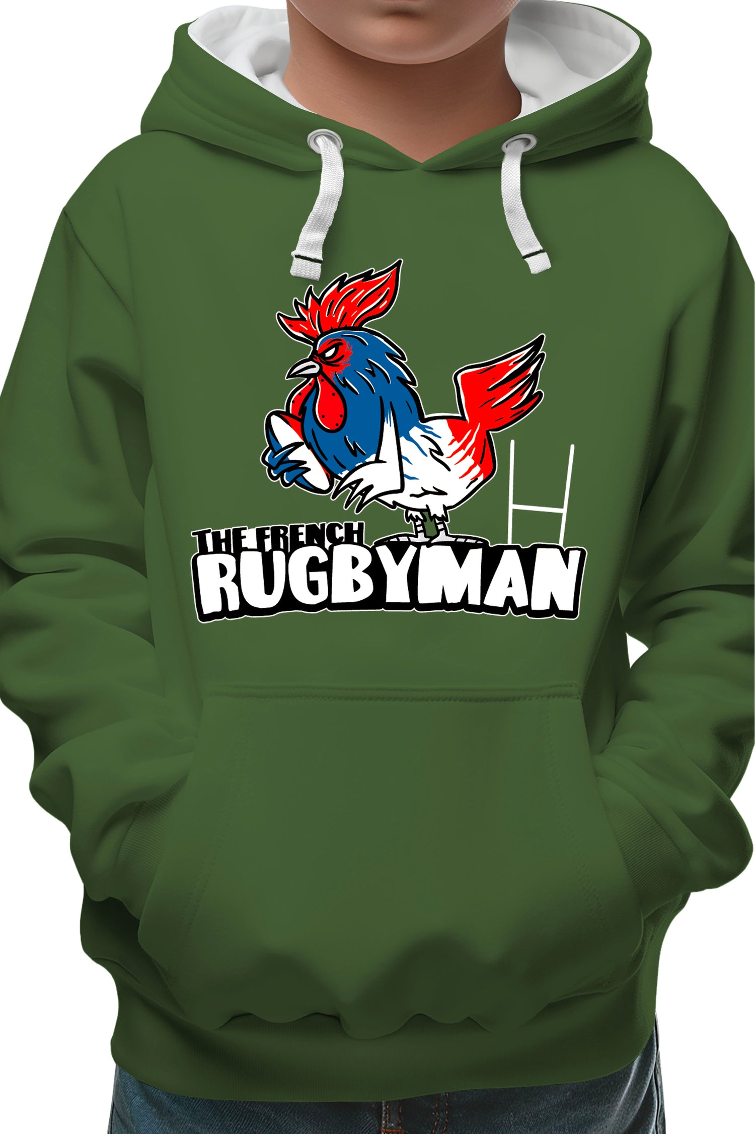 Sweat Enfant Coq bleu blanc rouge rugbyman