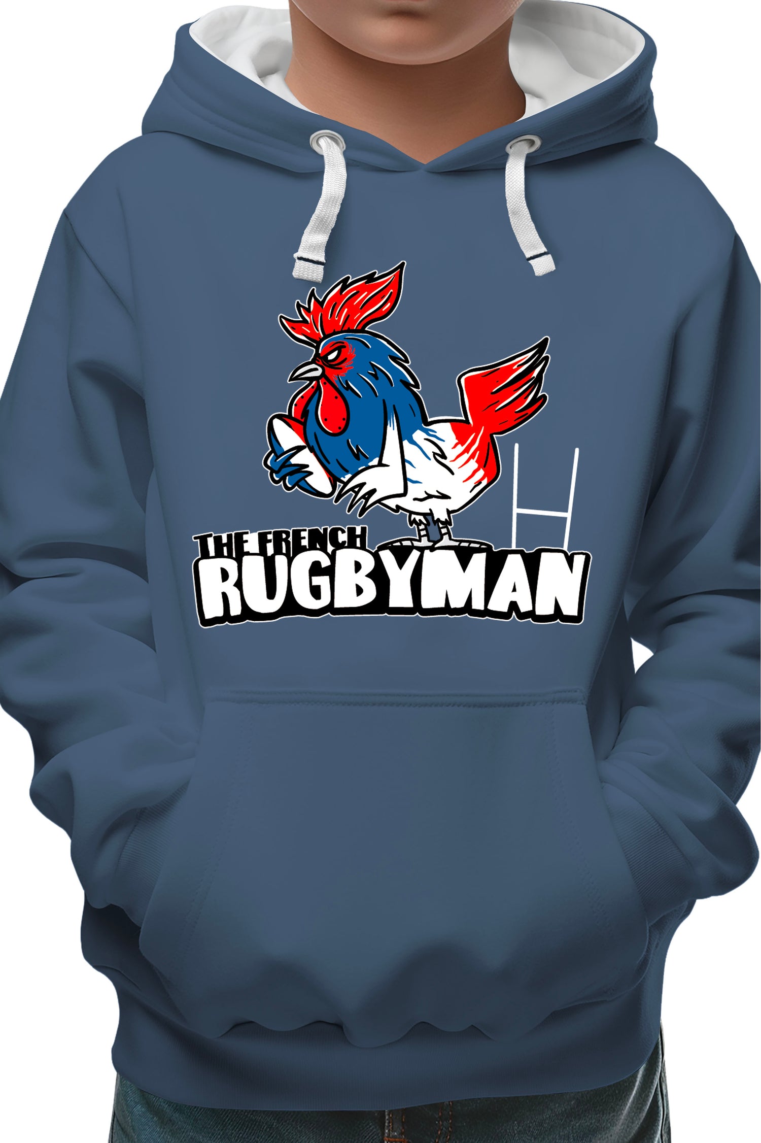 Sweat Enfant Coq bleu blanc rouge rugbyman