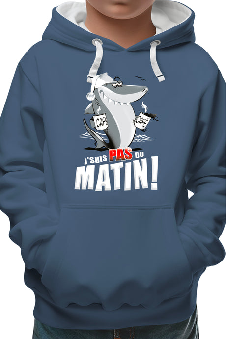 Sweat Enfant Requin je suis pas du matin