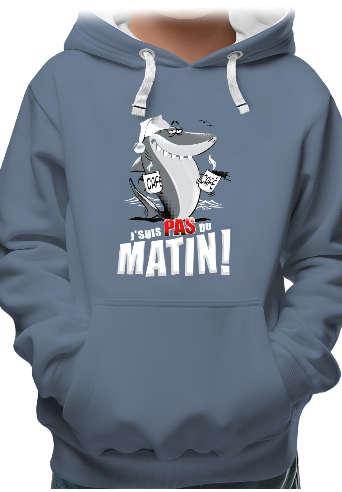 Sweat Enfant Requin je suis pas du matin