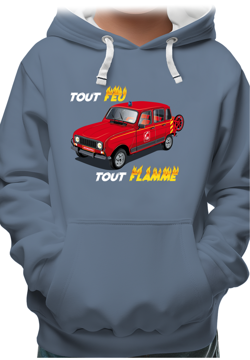 Sweat Enfant Voiture 4L pompier tout feu tout flamme