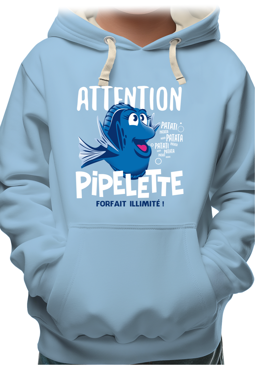 Sweat Enfant Attention poisson pipelette