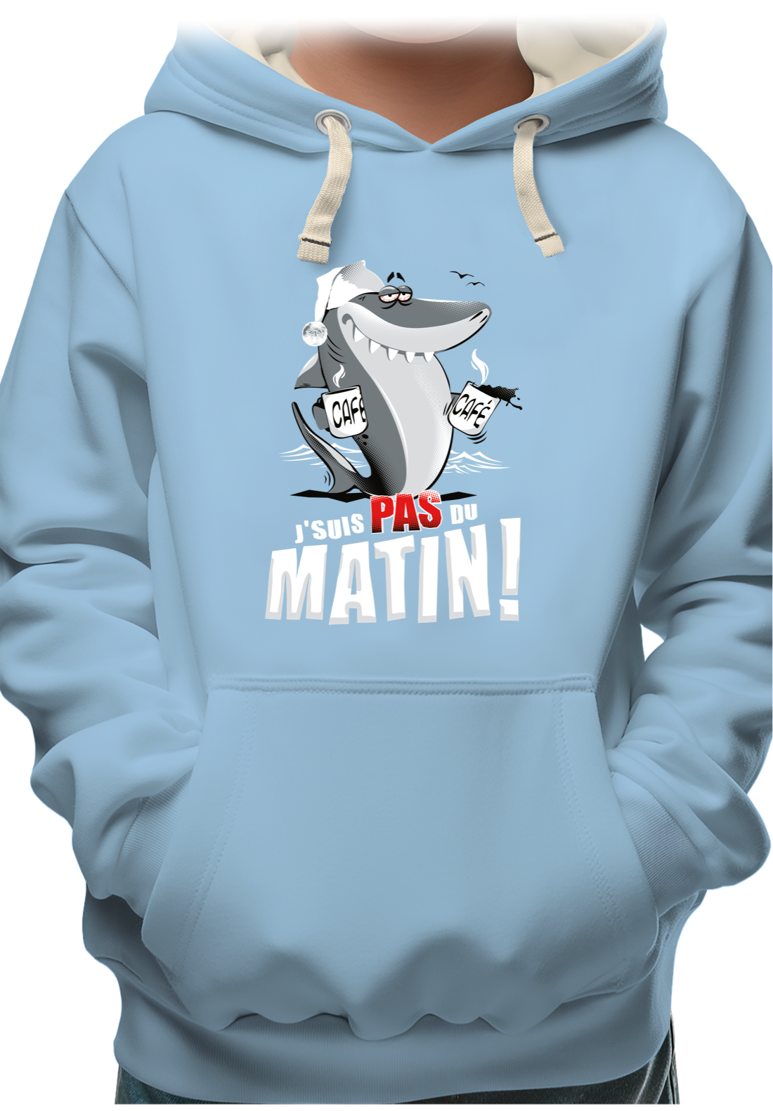 Sweat Enfant Requin je suis pas du matin