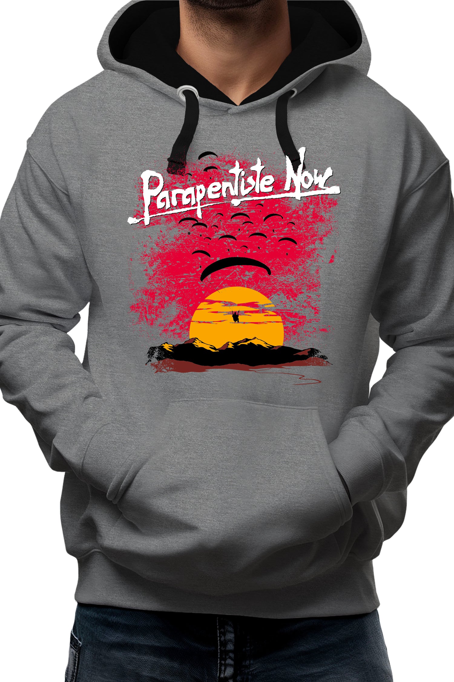 Sweat Adulte Parapente Coucher De Soleil