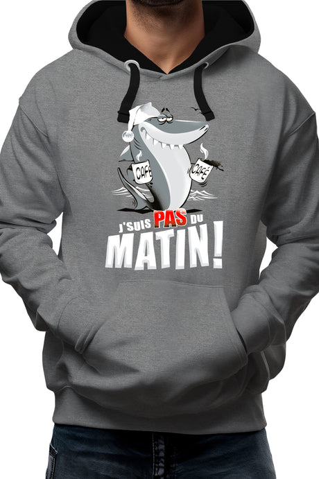Sweat Adulte Requin je suis pas du matin