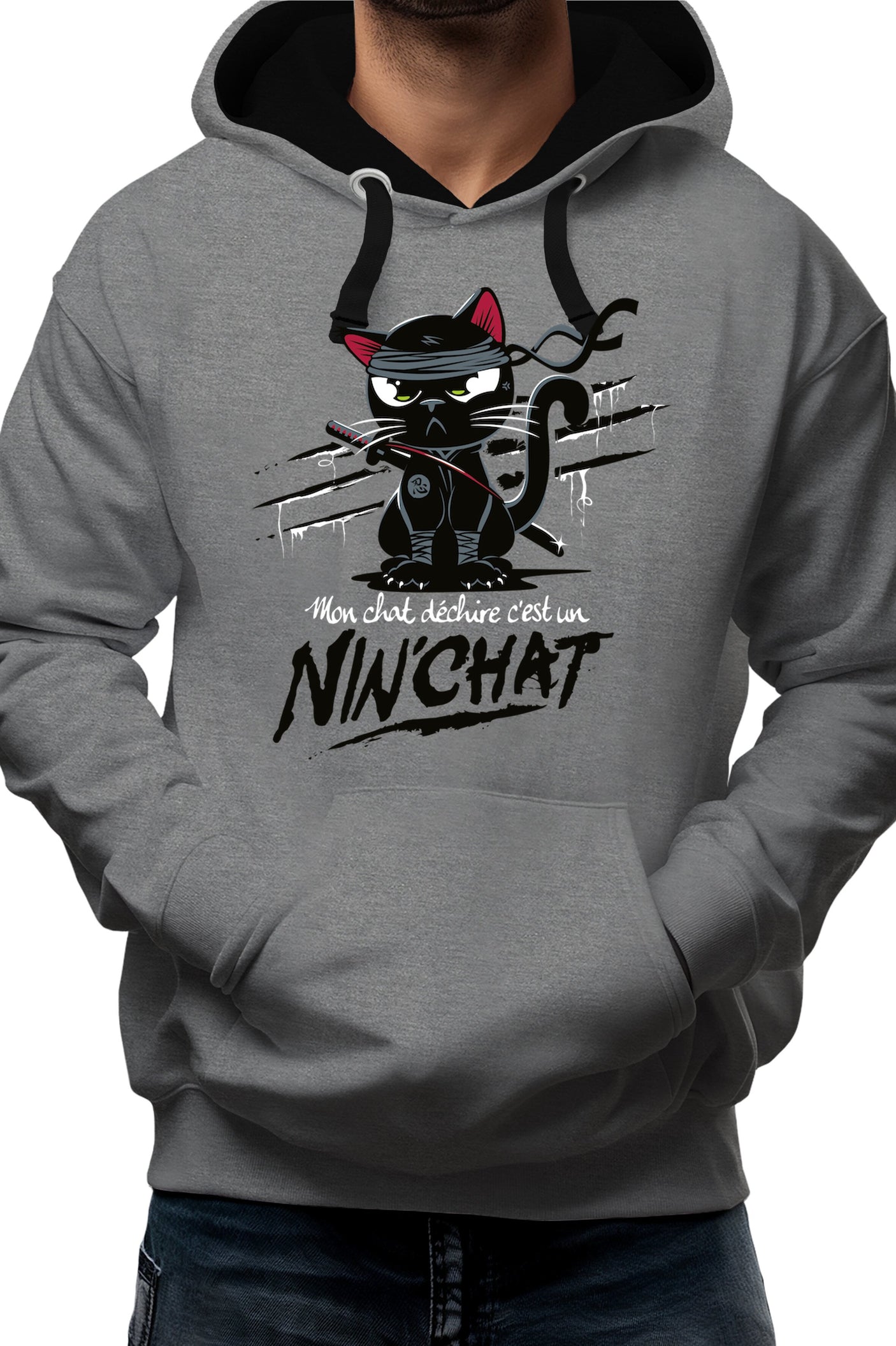 Sweat Adulte Mon chat déchire tout c'est un ninja