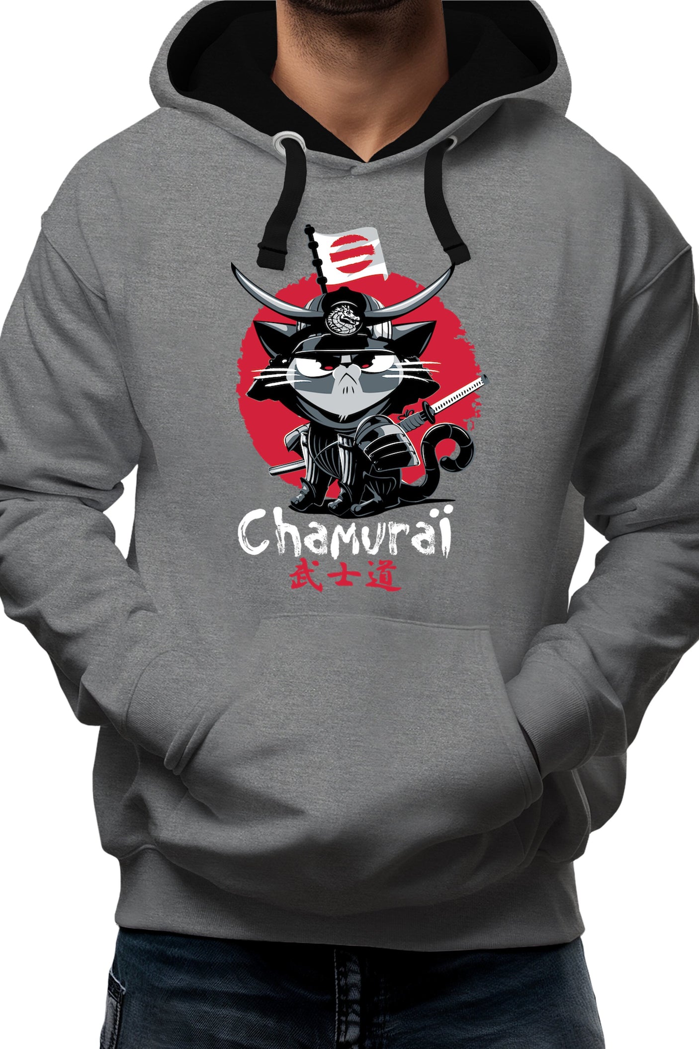 Sweat Adulte Chat en samouraï