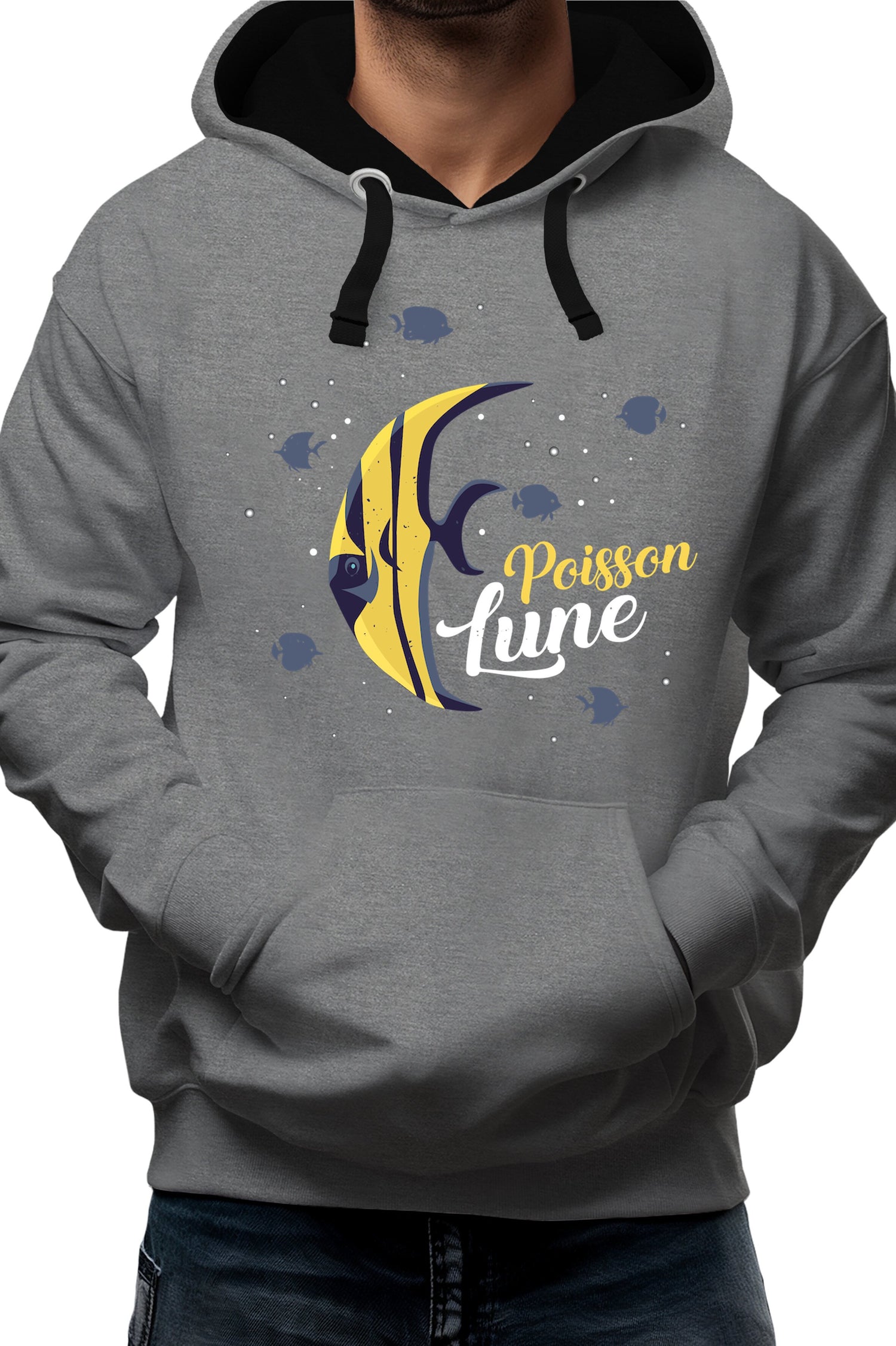 Sweat Adulte Poisson lune avec strass