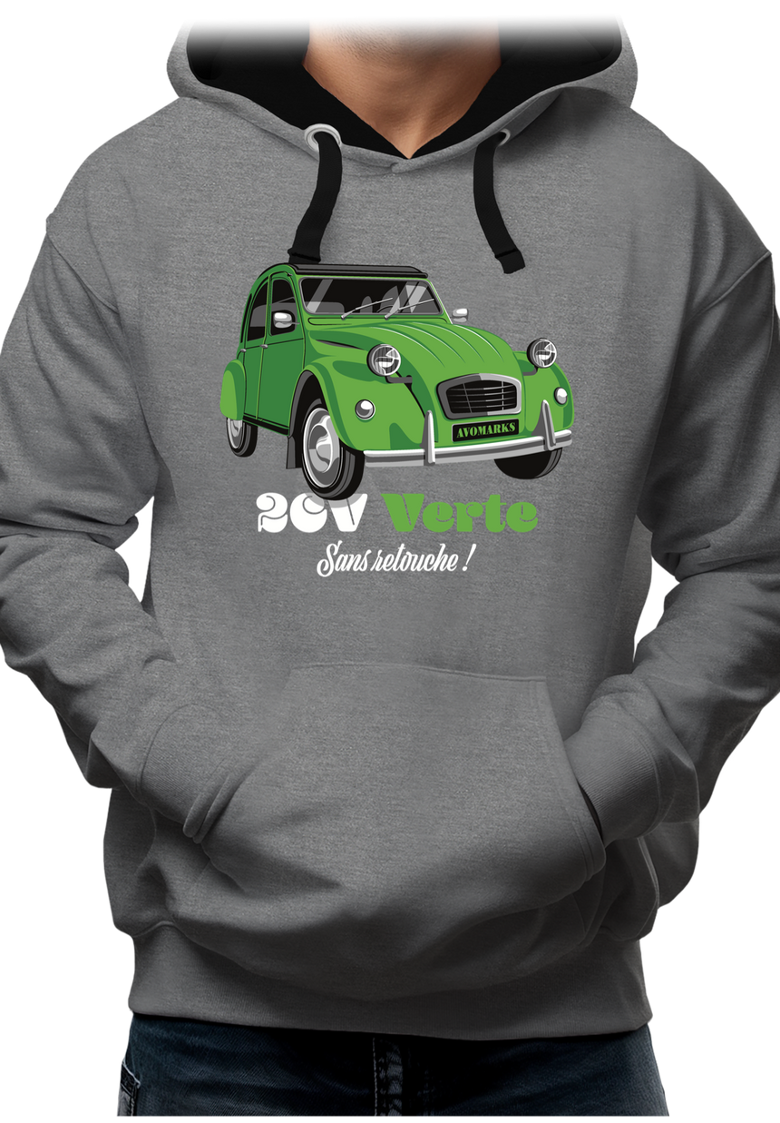 Sweat Adulte 2CV verte sans retouche