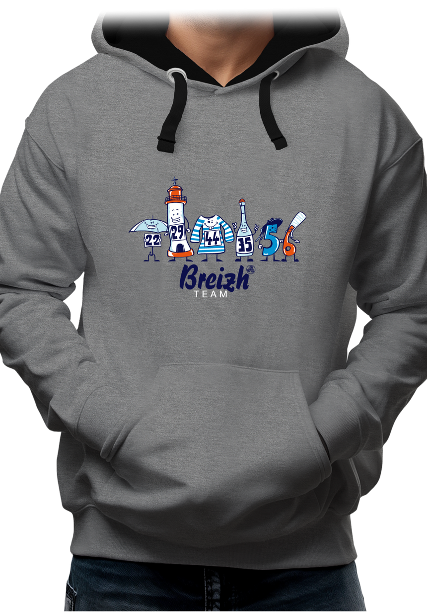 Sweat Adulte Breizh team, les départements de Bretagne