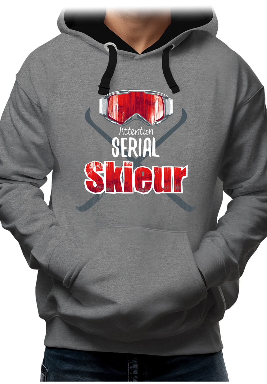 Sweat Adulte Attention serial skieur