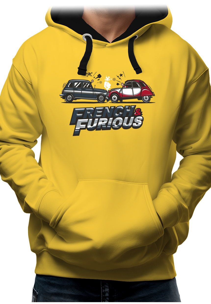 Sweat Adulte French & Furious voiture 4L contre 2CV