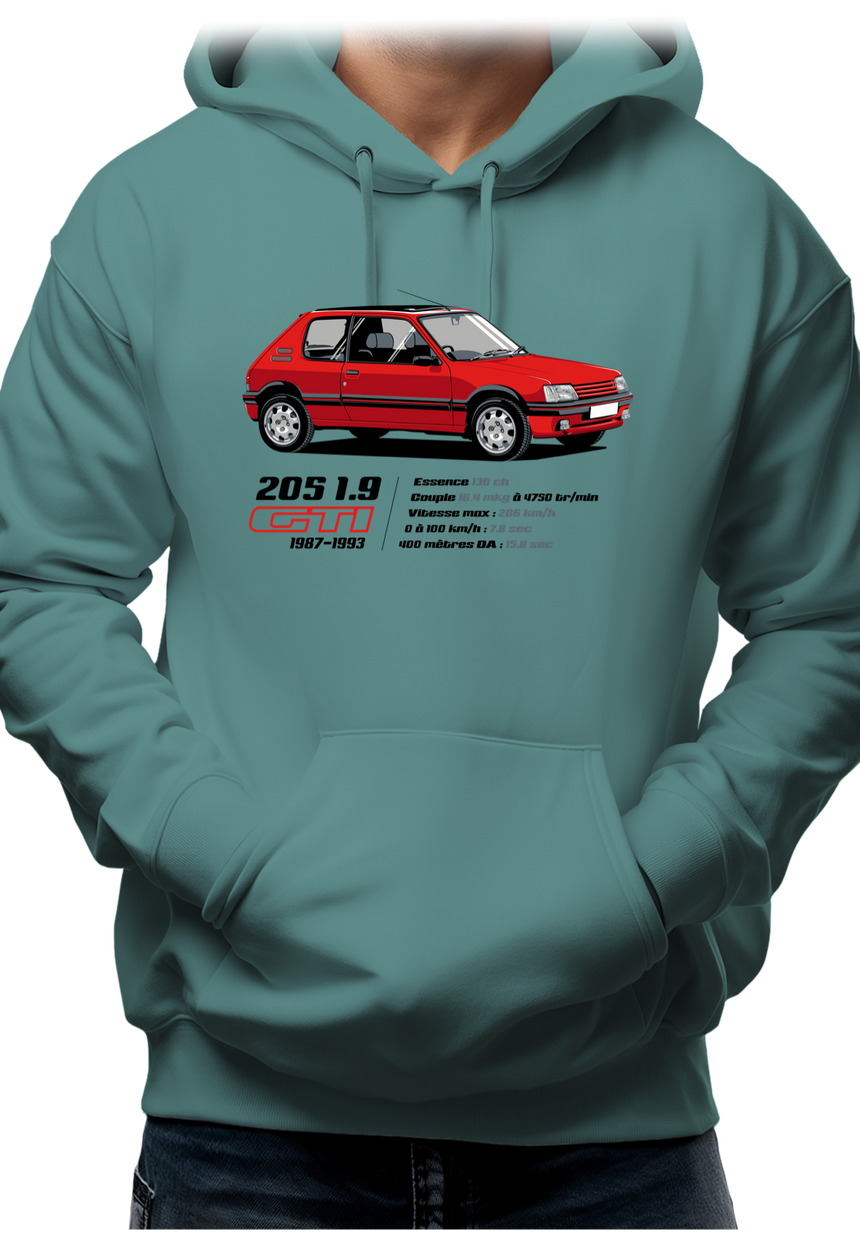 Sweat Adulte Voiture 205 1,9 GTI