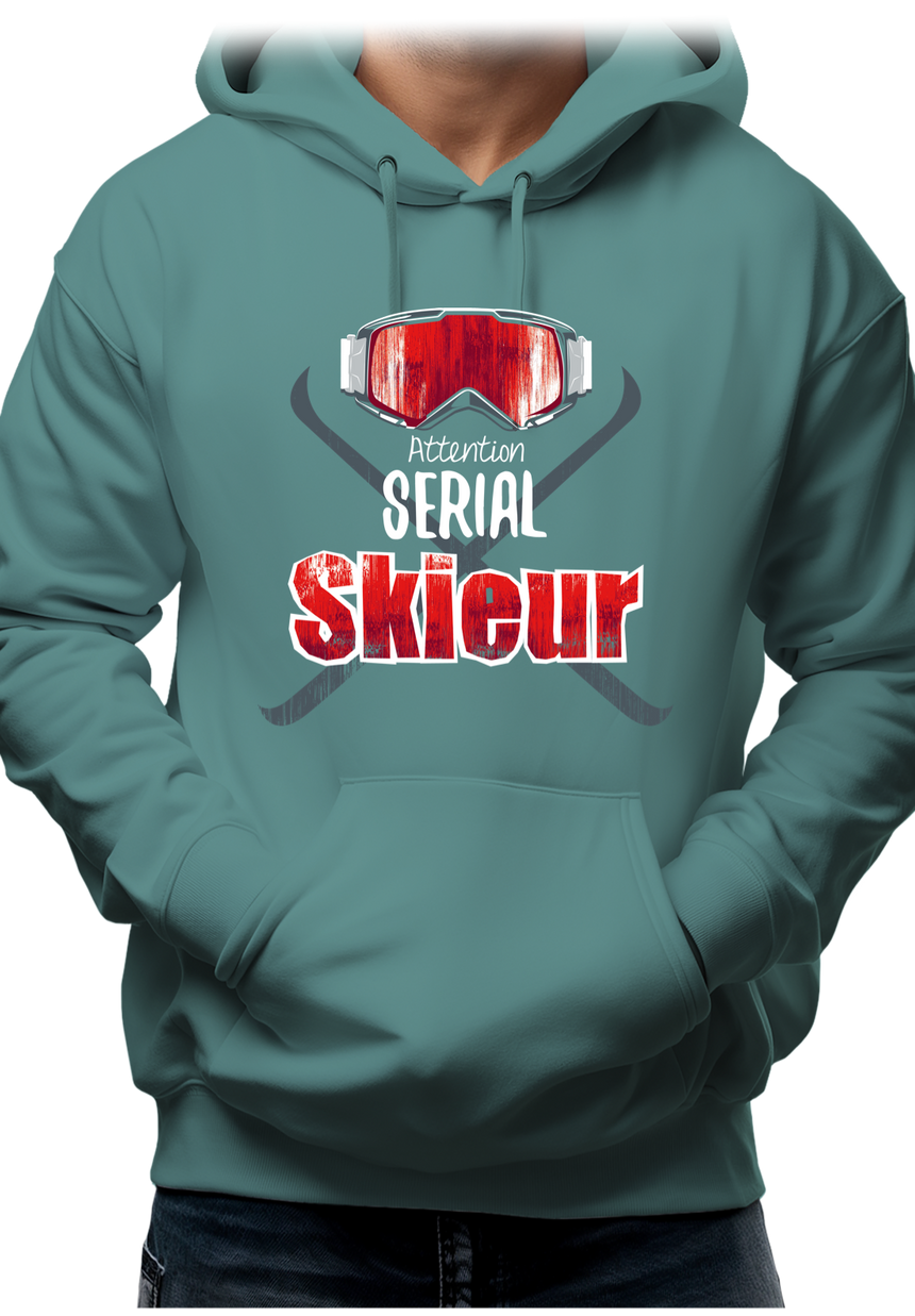 Sweat Adulte Attention serial skieur