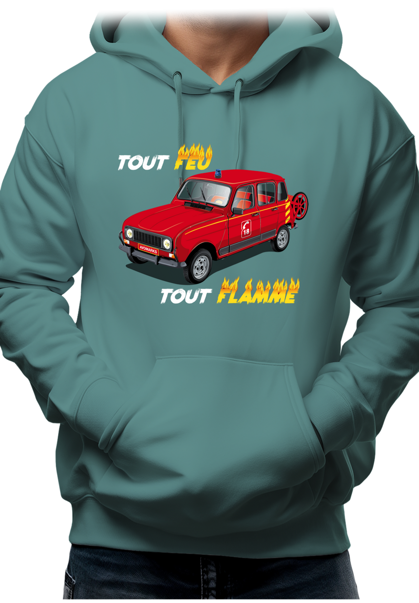 Sweat Adulte Voiture 4L pompier tout feu tout flamme