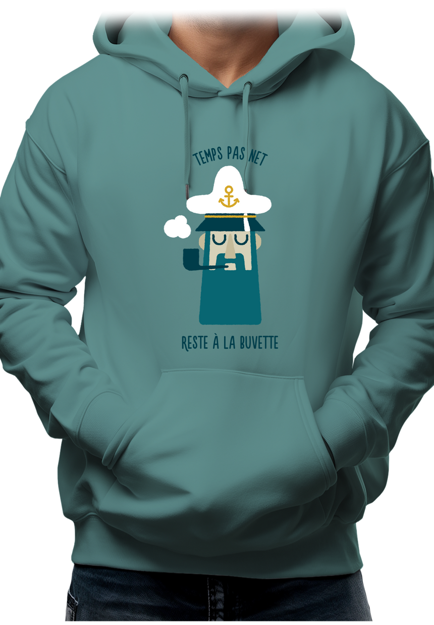 Sweat Adulte Temps pas net, capitaine reste à la buvette