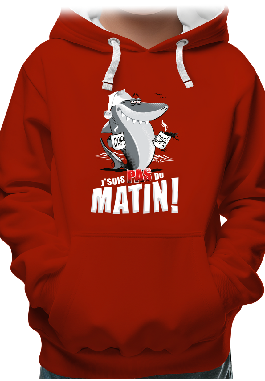 Sweat Enfant Requin je suis pas du matin