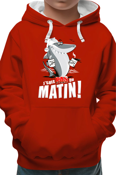 Sweat Enfant Requin je suis pas du matin