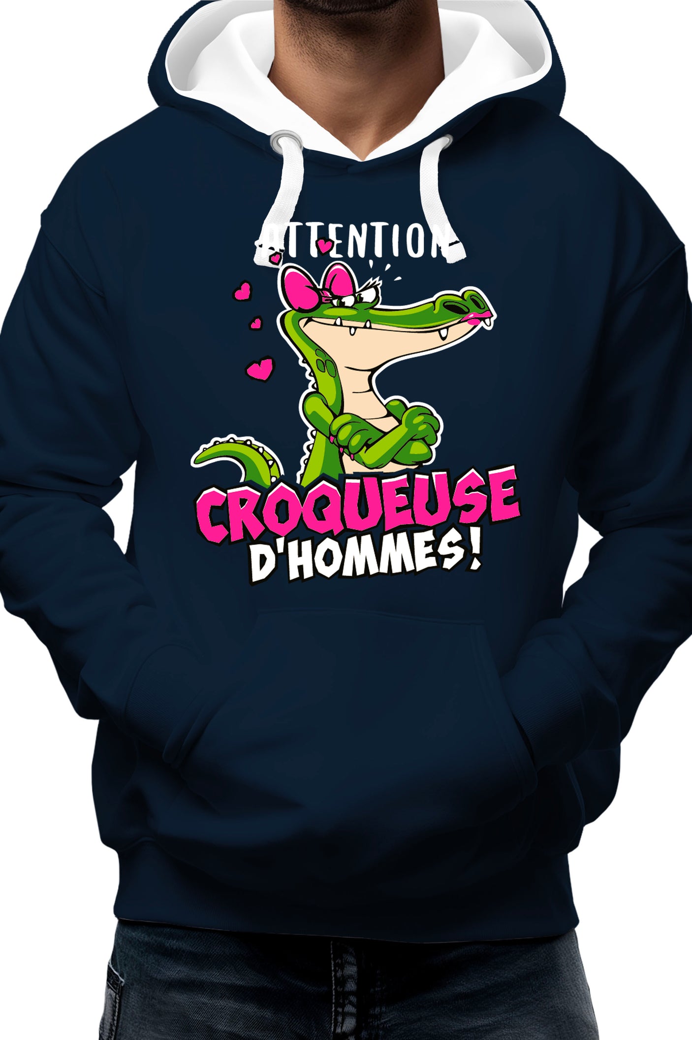 Sweat Adulte Crocodile attention croqueuse d'hommes