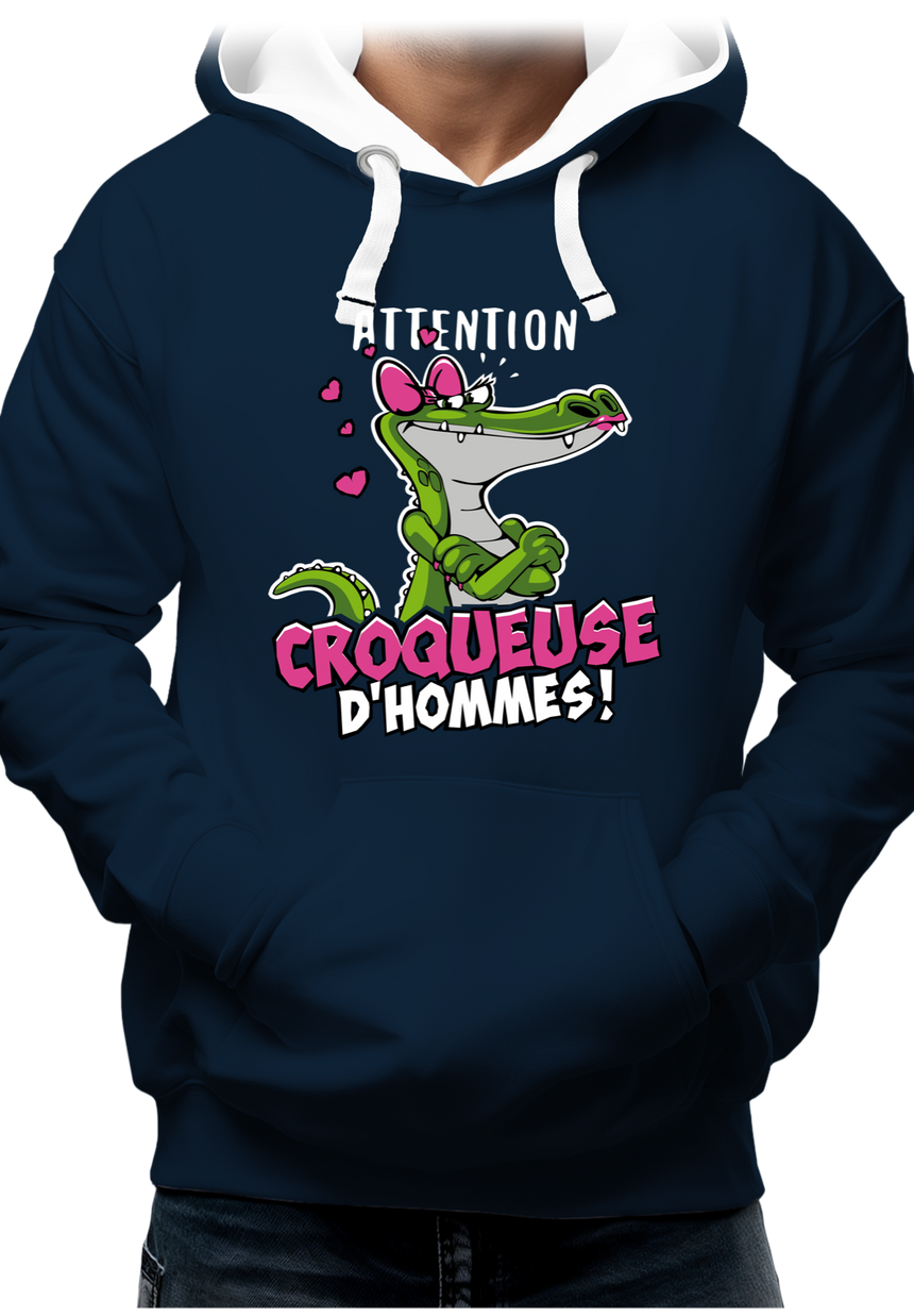 Sweat Adulte Crocodile attention croqueuse d'hommes