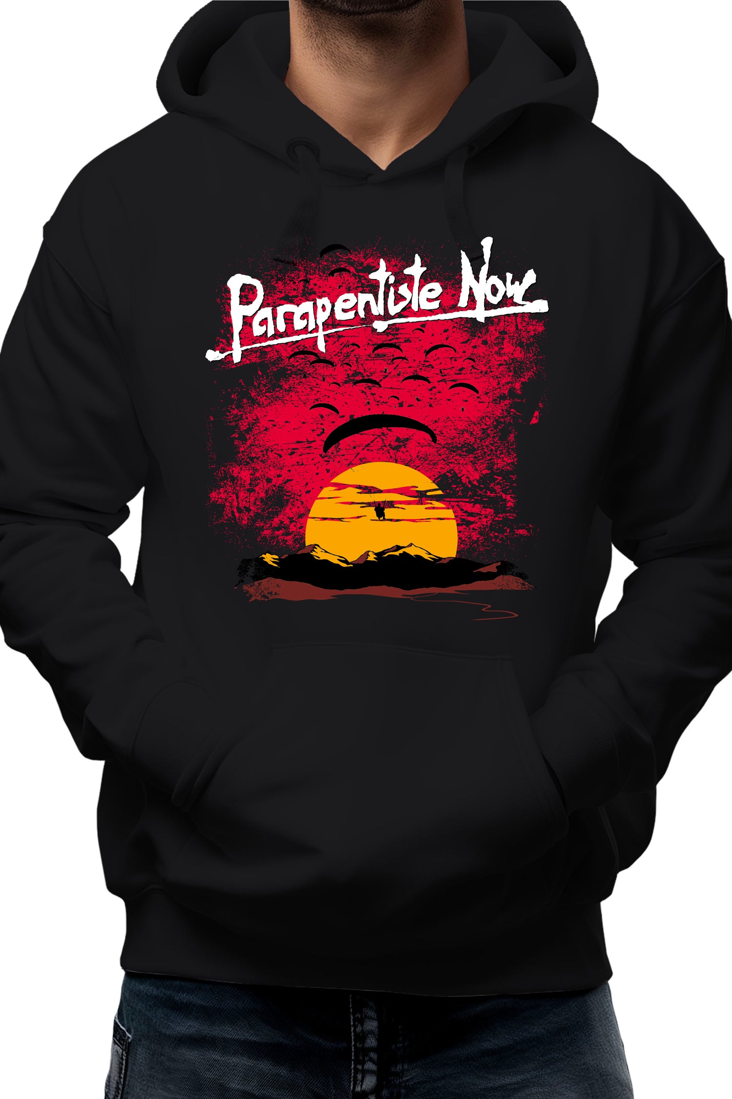 Sweat Adulte Parapente Coucher De Soleil