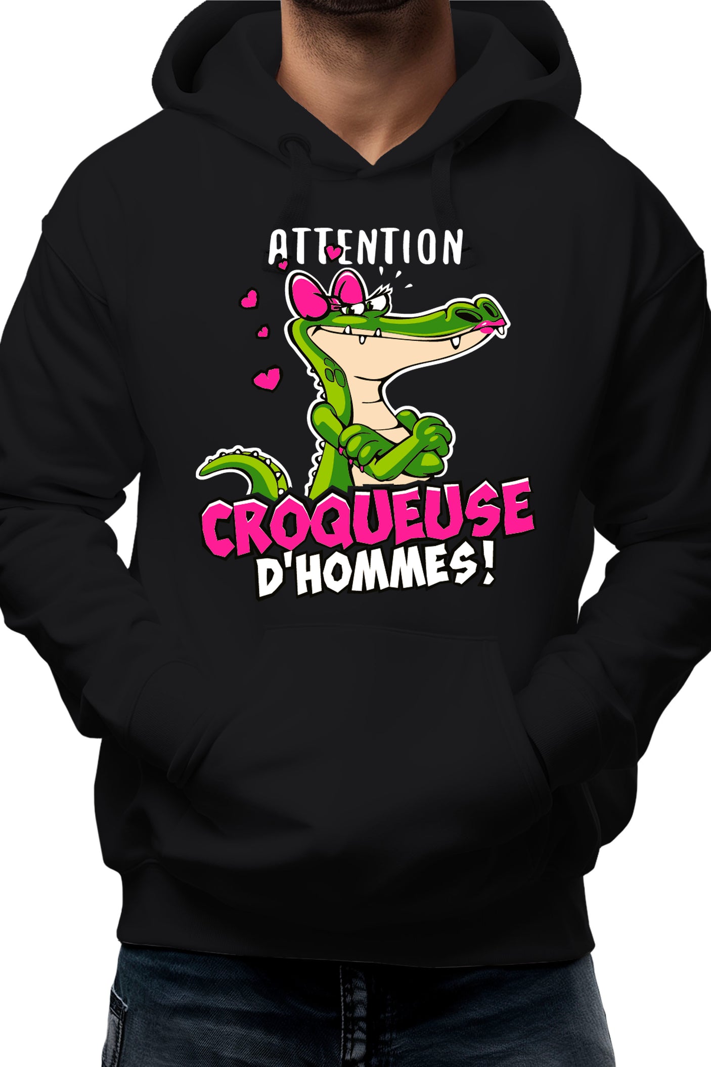 Sweat Adulte Crocodile attention croqueuse d'hommes