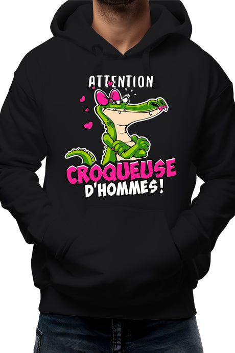 Sweat Adulte Crocodile attention croqueuse d'hommes