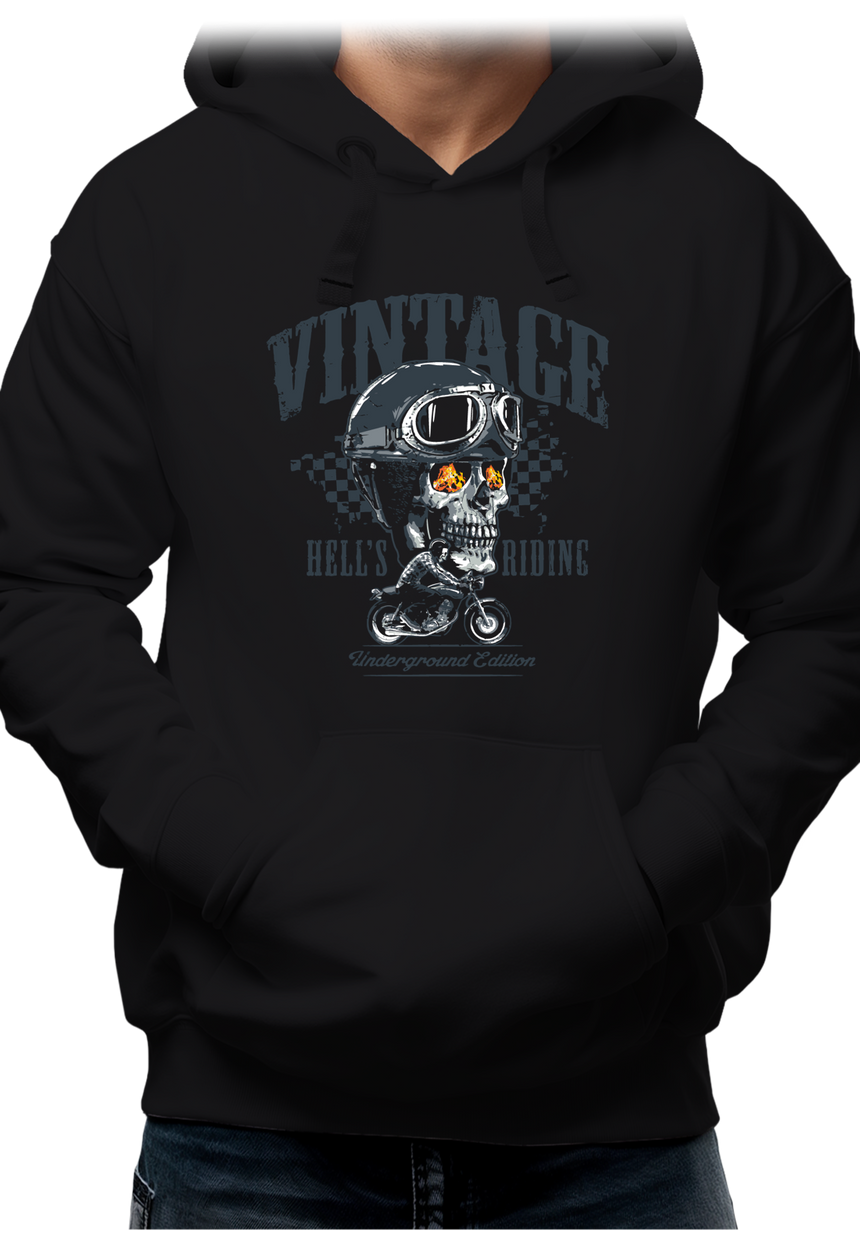 Sweat Adulte Moto vintage avec tête de mort