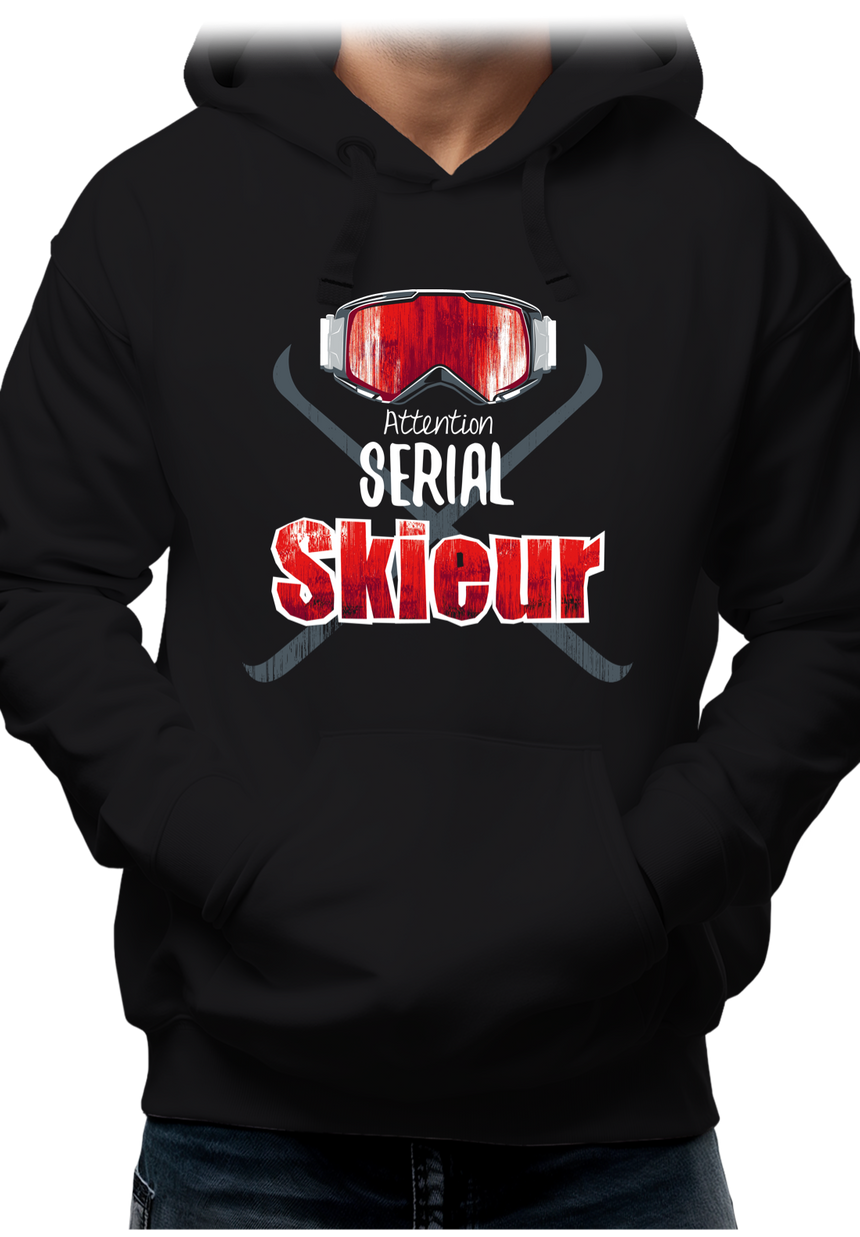 Sweat Adulte Attention serial skieur