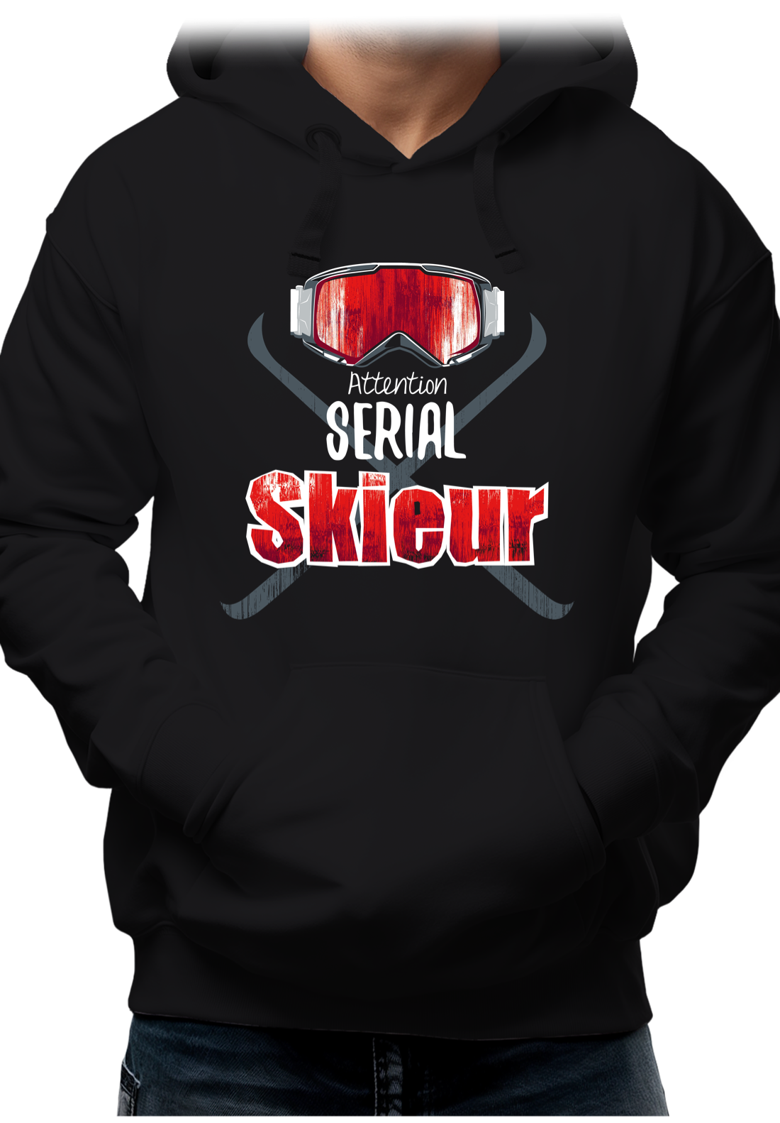 Sweat Adulte Attention serial skieur