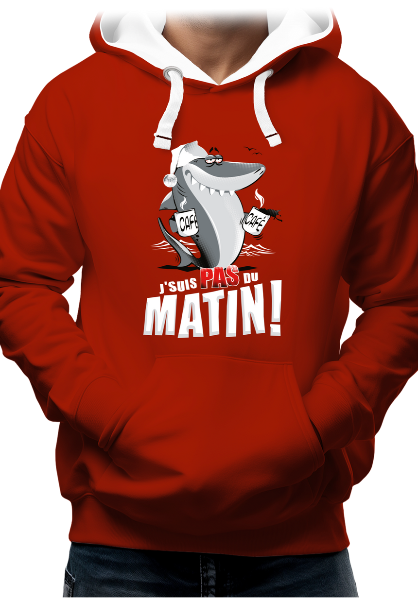 Sweat Adulte Requin je suis pas du matin