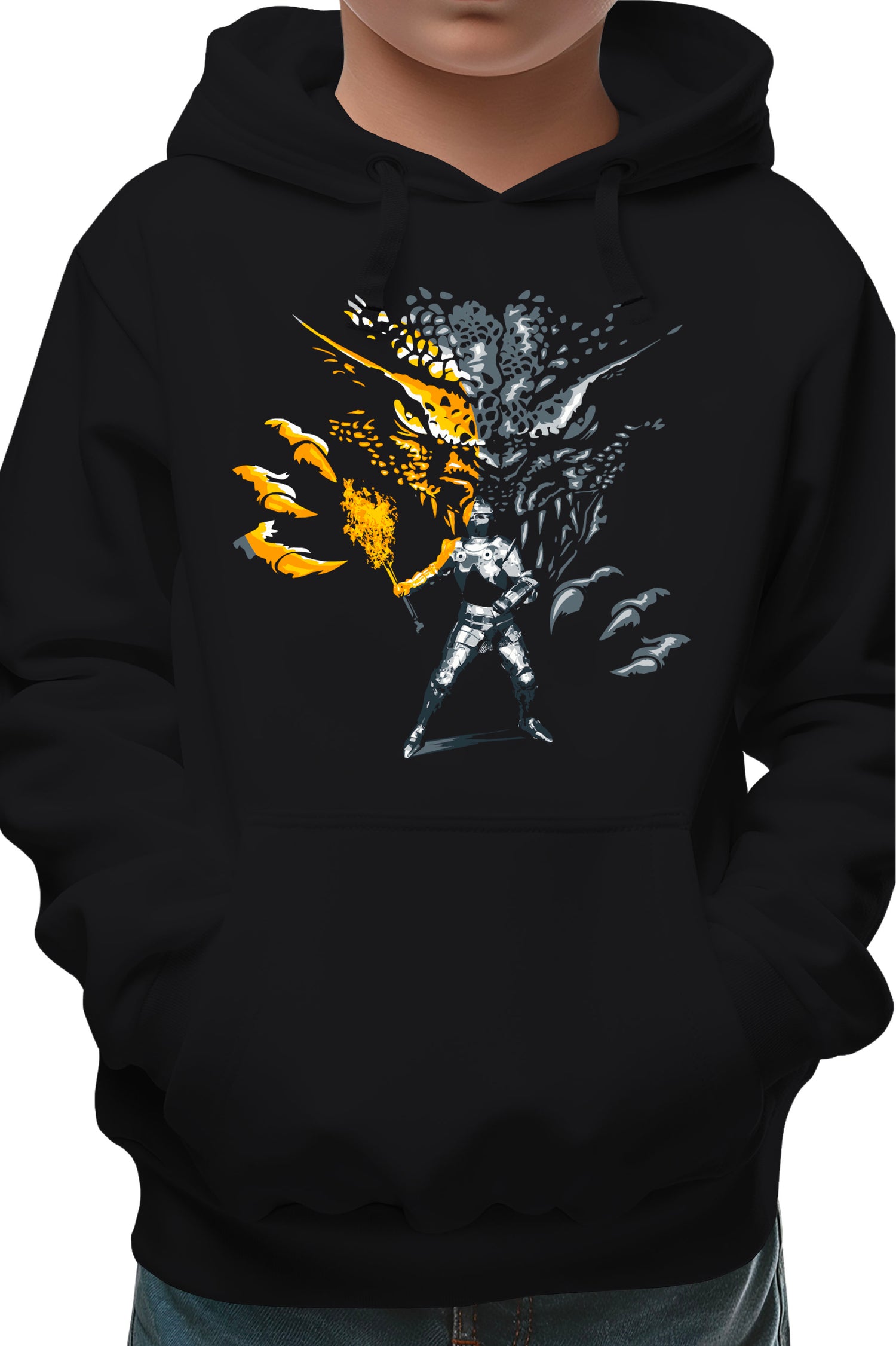 Sweat Enfant Attention dragon et chevalier