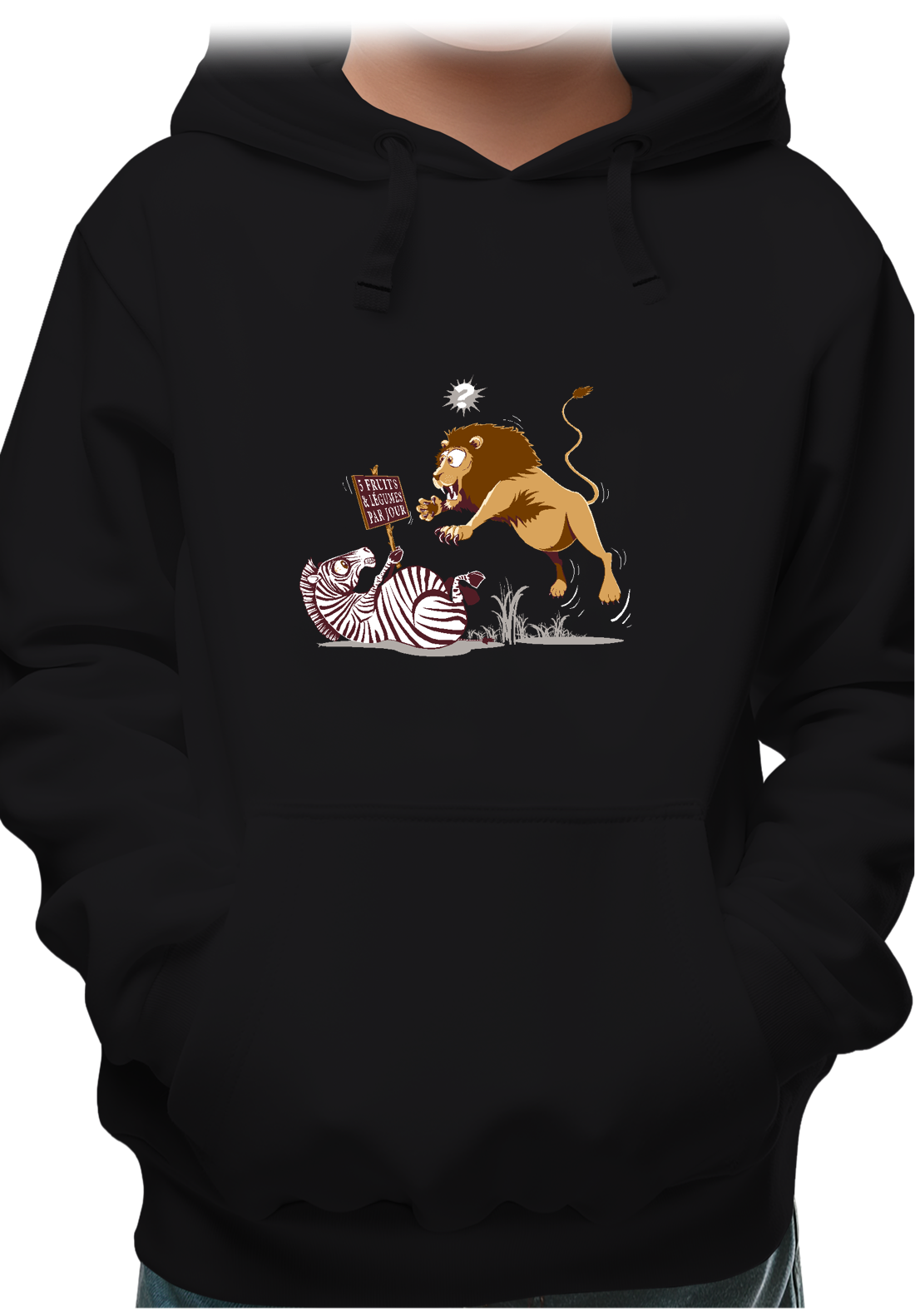 Sweat Enfant Zèbre vs Lion : 5 fruits légumes par jour